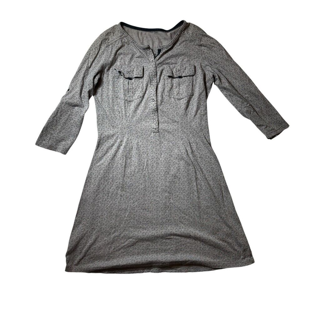 Patagonia Gray Kamala Henley Dress Women Small Organic Cotton Outdoor 3/4 Sleeve